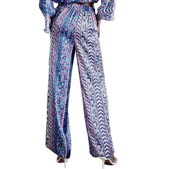 Zara Pants Satin Effect Boho Wide Leg Floral Print Pants Women’s Size XS - Picture 2 of 16